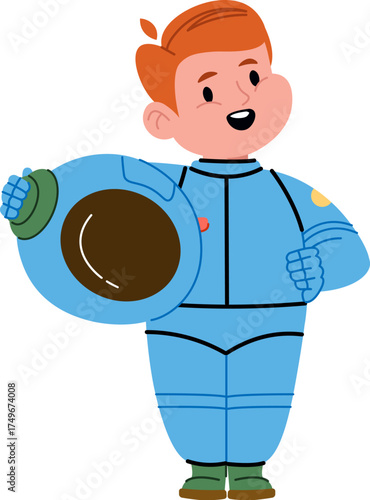 Young Astronaut Holding Helmet