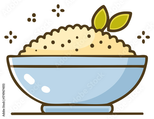 Bowl of Grains with Leaves and Sparkles