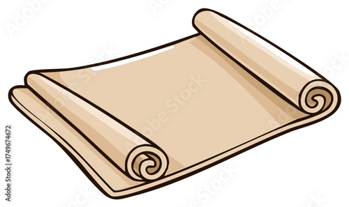 Open scroll with rolled edges on white