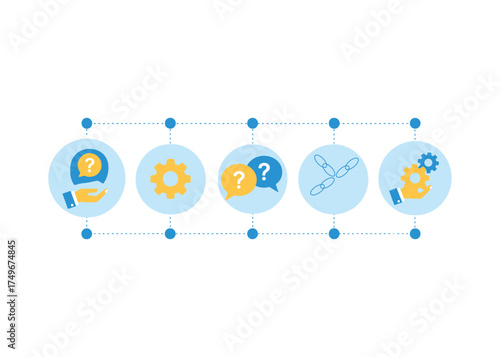 Sequential Steps of a Problem Solving Process Illustration with Connected Circles