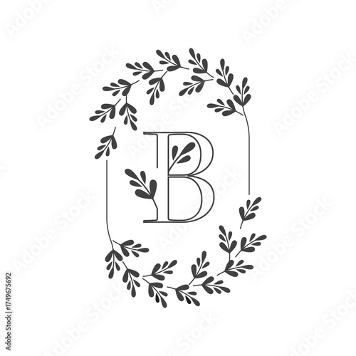 Letter b leaf modern minimalist logo design vector