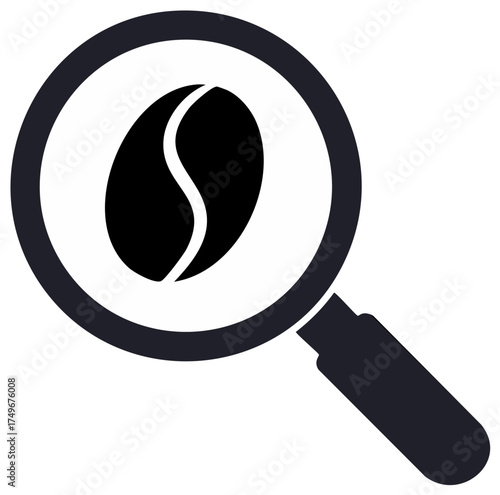 Magnifying Glass Examines Coffee Bean Graphic Quality Brew Research Coffee Shop