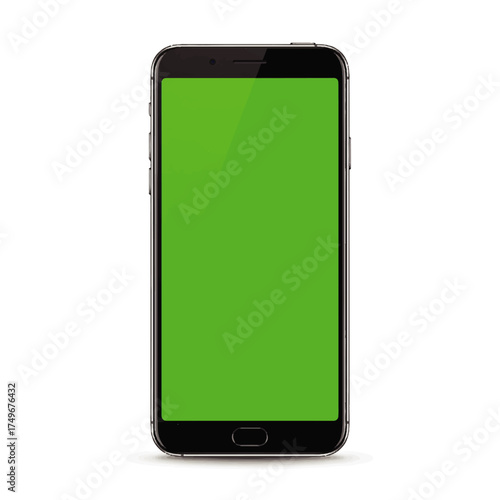Modern Smartphone with Green Screen Display Mockup.