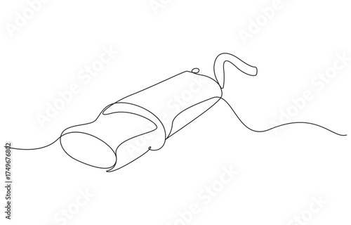 Car exhaust continuous one line art drawing vector illustration,car exhaust pipe and catalytic converter system one line art,Continuous Line Drawing of a Car Exhaust Muffler
