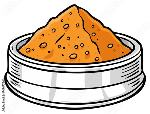 Cartoon Illustration of a Bowl of Spices and Herbs