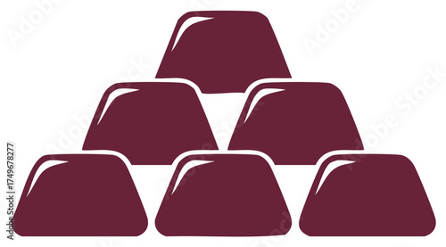 Stacked Burgundy Bars Representing Wealth and Security