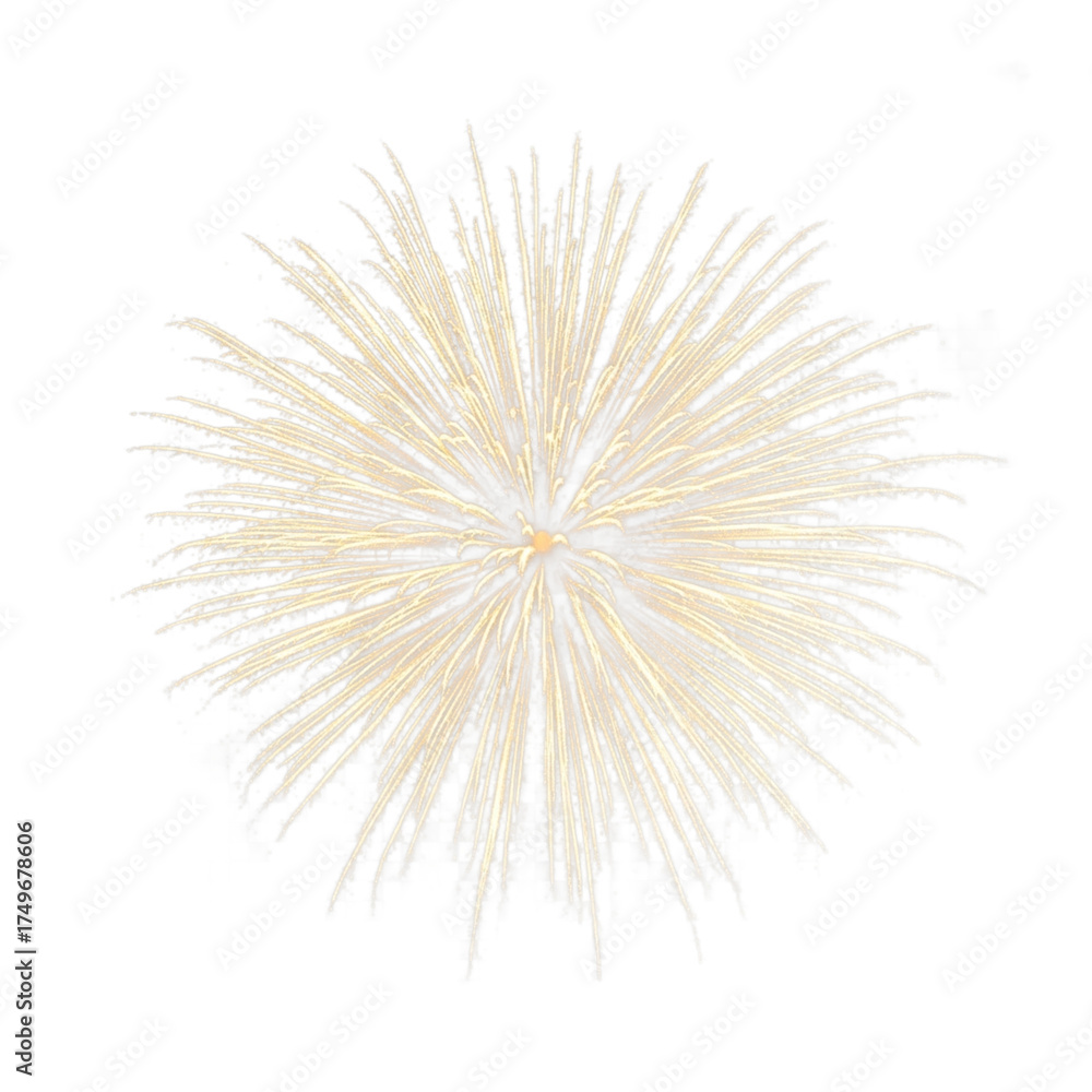 Obraz premium Golden firework isolated on transparent background, perfect for festive celebrations and events