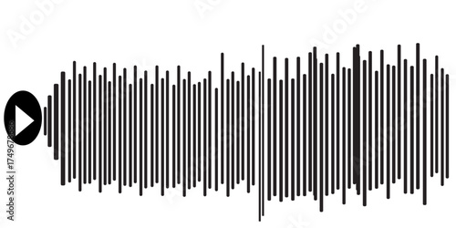 Sound wave decibel audio records simple voice message icon isolated on white background. Podcast player, music track. eps 10