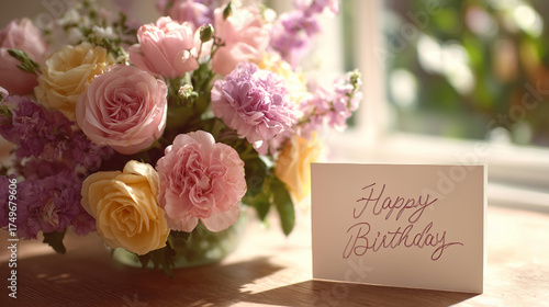 花と誕生日カード / Flowers with Birthday Card