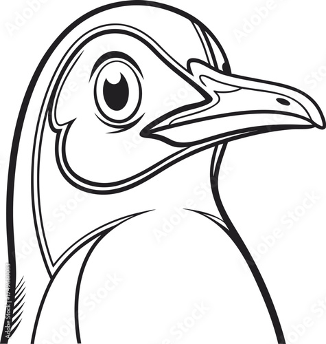 Vector art of close up illustration of a penguin head