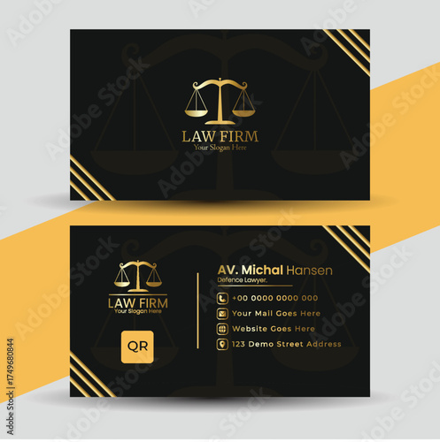 Luxury law firm business card template isolated on white background for attorney