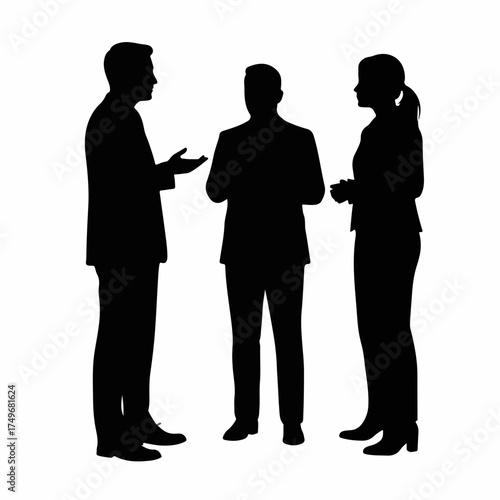 Minimalist Silhouette Businesspeople Group Discussion Conversation Communication Staff Teamwork