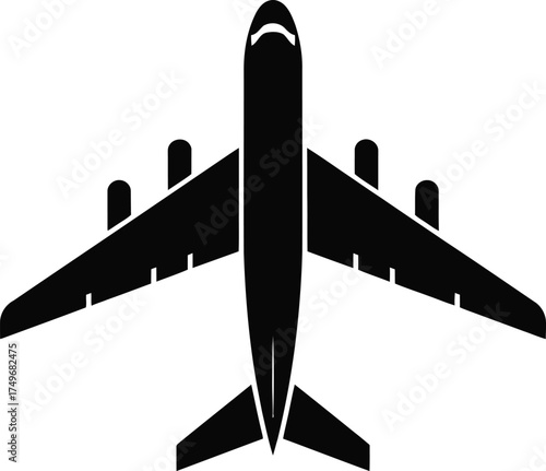 Airplane icon silhouette top view commercial aviation transport aircraft illustration