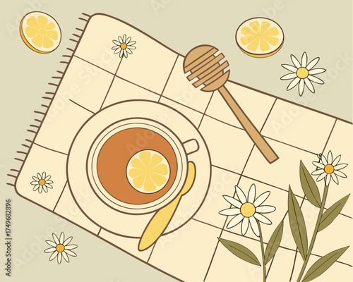 Chamomile Tea with Honey and Lemon — Healthy Drink Concept