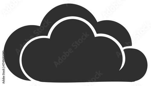 Stylized Dark Cloud Silhouette with White Outline Graphic