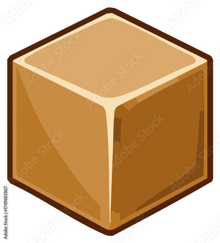 Brown Geometric Cube with Rounded Edges and Subtle Shading
