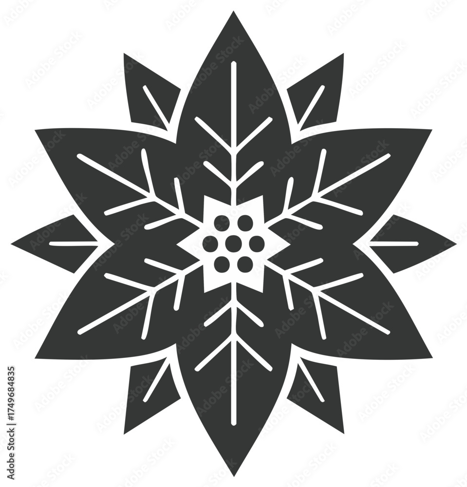 Obraz premium Stylized Poinsettia Flower Motif Simple Silhouette Design