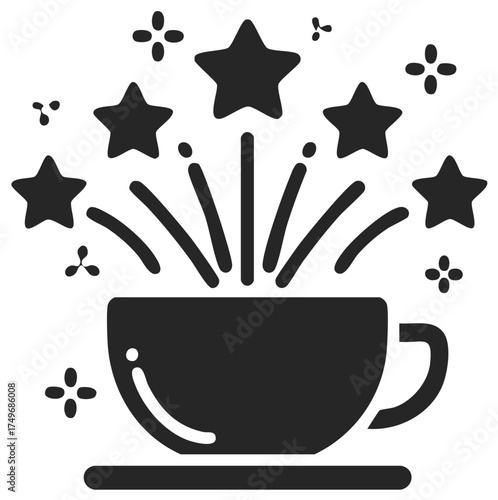 Black and white cup with stars concept illustration
