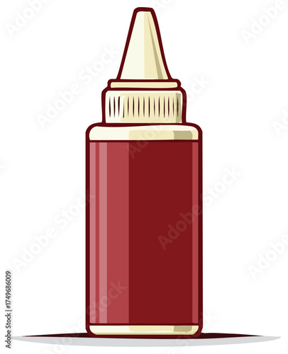 Red plastic squeeze bottle for ketchup or sauce vector graphic