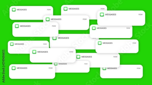 Message Notification filling the screen animation incoming text messages Pop-Up Animation on Green Screen, Modern Chat Alert UI Motion Design Template