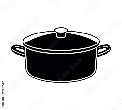 Cooking pot kitchen utensil boiling soup stew cookware domestic food vector 