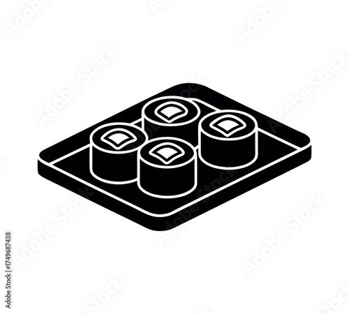 Sushi rolls Japanese food seafood Asian cuisine traditional meal vector 