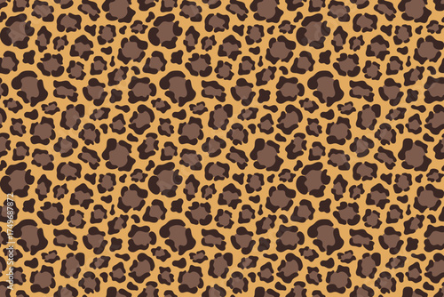 Leopard seamless pattern. Animalistic background design. Leopard fur texture vector illustration