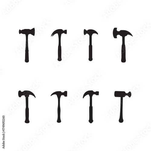 Silhouette of hammer vector icon on a white background