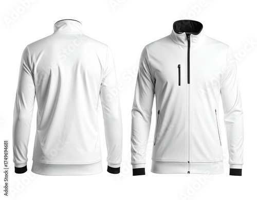 Blank white jacket, front and back views
