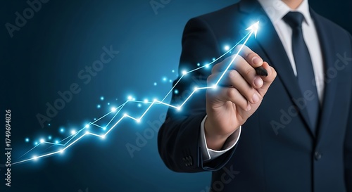 Business growth chart success strategy career development future prosperity financial investment upswing