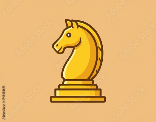 Chess Knight: A solitary, golden knight piece stands majestically, a symbol of strategic thinking and calculated moves. A visual representation of intellectual game.
