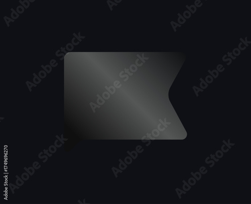 Original Pennant Badge Sticker Label In Dark Grey Holograph Gradient Style. Glossy Metallic Icon Logo Seal For Branding, Promo, Ecommerce UI, Shop Product Advertising. Vector Illustration