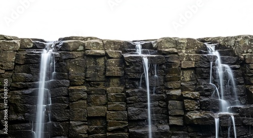 Center-Weighted, Packed Waterfall Stones with Gentle Water Spill