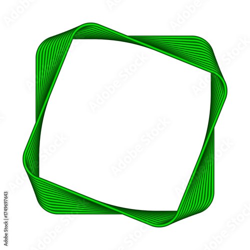 Abstract square frame, green border, vector illustration.