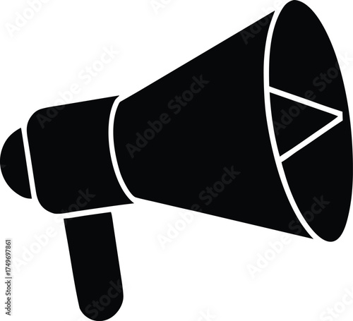 black megaphone icon symbol for announcement or promotion design