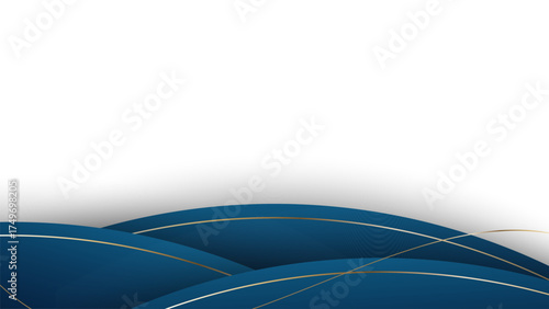 Blue Gold Wave Abstract Shape Border and Corner Frame Vector Set Collection. Decorative Elements Corners, Borders, and Frame