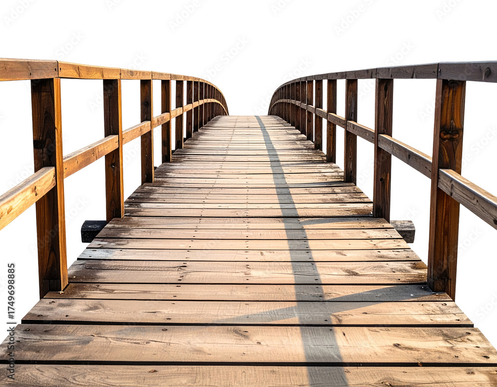 Obraz premium Wooden bridge path leading into the distance