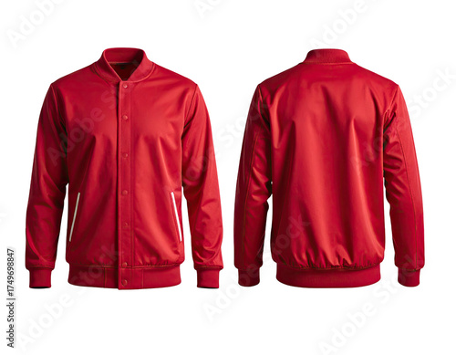 Red bomber jacket, front and back view (2)