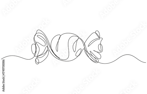 Candy in one continuous line drawing, Caramel and chocolate sweet in wrapper paper symbol for candy shop concept ,Candy in one continuous line drawing, 