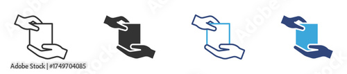 Handover Icon set, Hands exchanging a folder representing project handover and transfer of responsibility , vector illustration . 