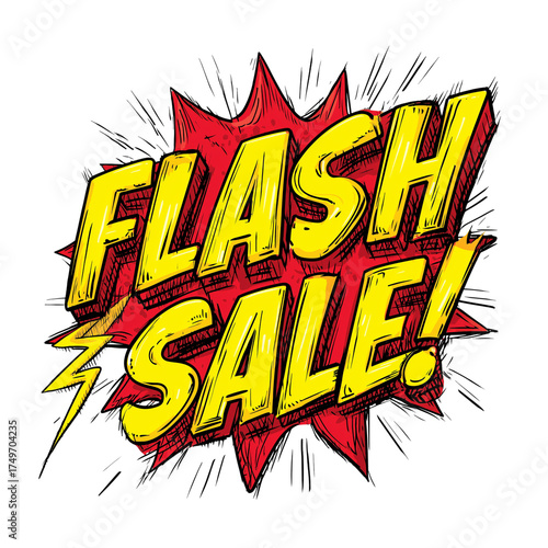 Flash sale comic style text explosion illustration