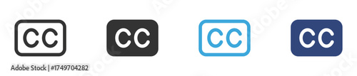 Closed caption CC button icon set, vector illustration .