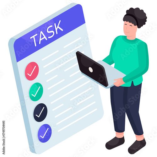 illustration of task list in isometric design 