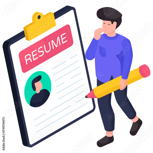 Modern design illustration of resume writing 