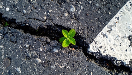 Fototapeta Naklejka Na Ścianę i Meble -  Resilient Growth Through Crack.