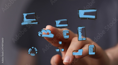 Hand interacting with digit...