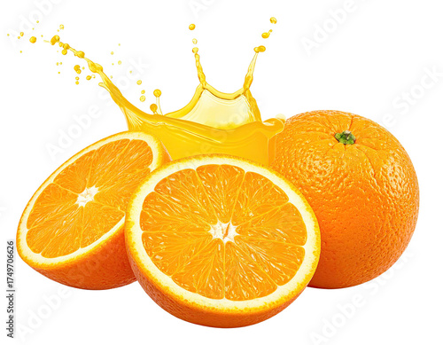 Fresh orange slices with juice splash (4)