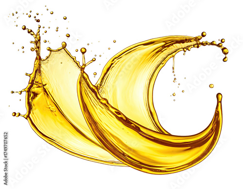 Golden oil splashes in a dynamic design