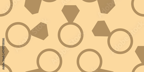 Abstract wallpaper. Vector illustration of silhouette gold engagement ring with big diamond seamless pattern. Perfect interior wall decor textile fabric printing. EPS 10
