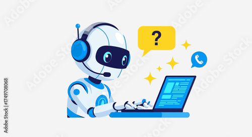 AI Chatbot with Laptop and WhatsApp Icon for Digital Communication and Assistance